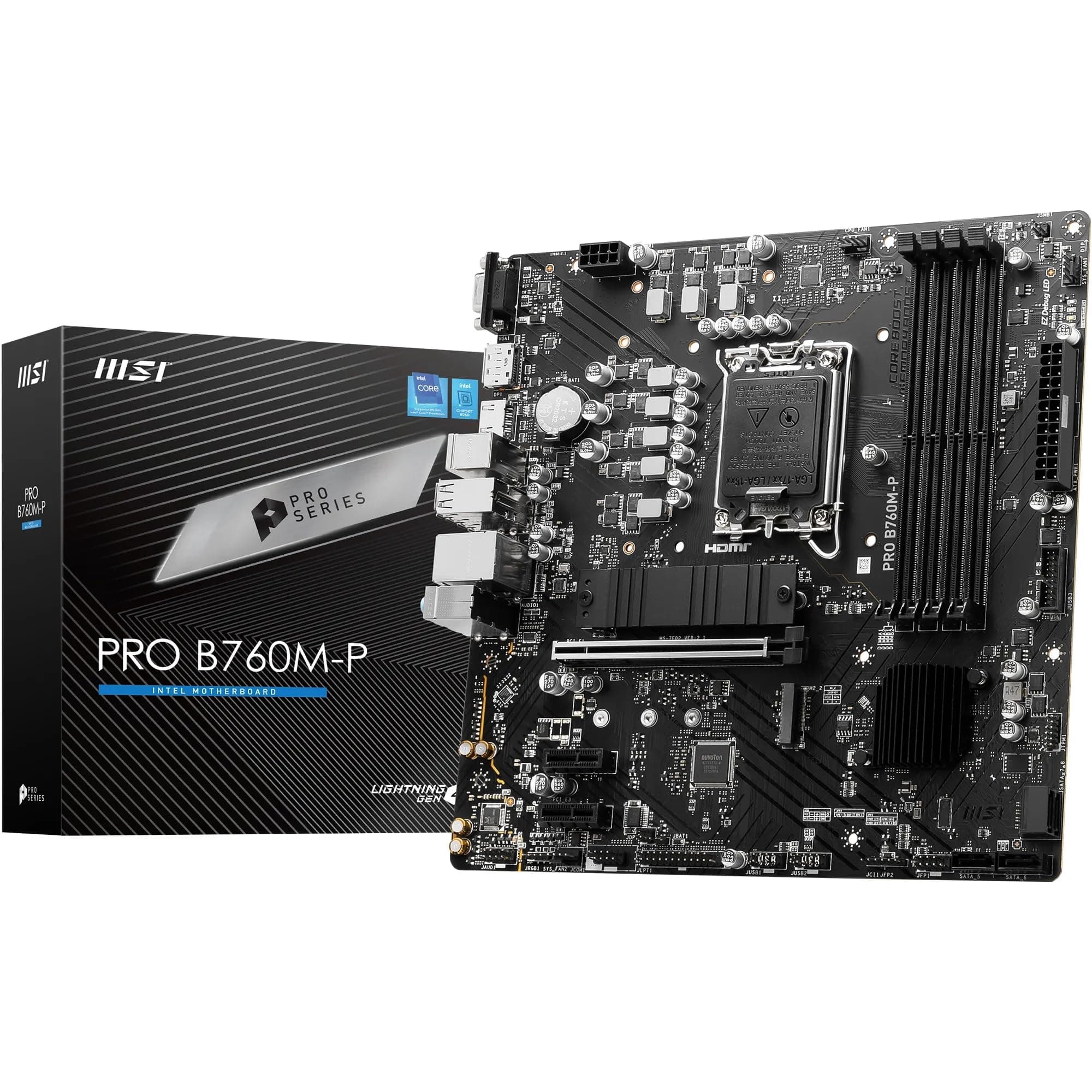 PRO B760M-P Motherboard, Micro-ATX - Supports Intel 14th, 13th & 12th Gen Core Processors, LGA 1700 - DDR5 Memory Boost 6800+MHz/OC, PCIe 4.0 x16 Slot, M.2 Gen4 Slots