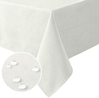 Linen Textured Table Cloths Rectangle 54 x 80 Inch Premium Solid Tablecloth Spill-Proof Waterproof Table Cover for Dining Buffet Feature Extra Soft and Thick Fabric Wrinkle Free, Ivory