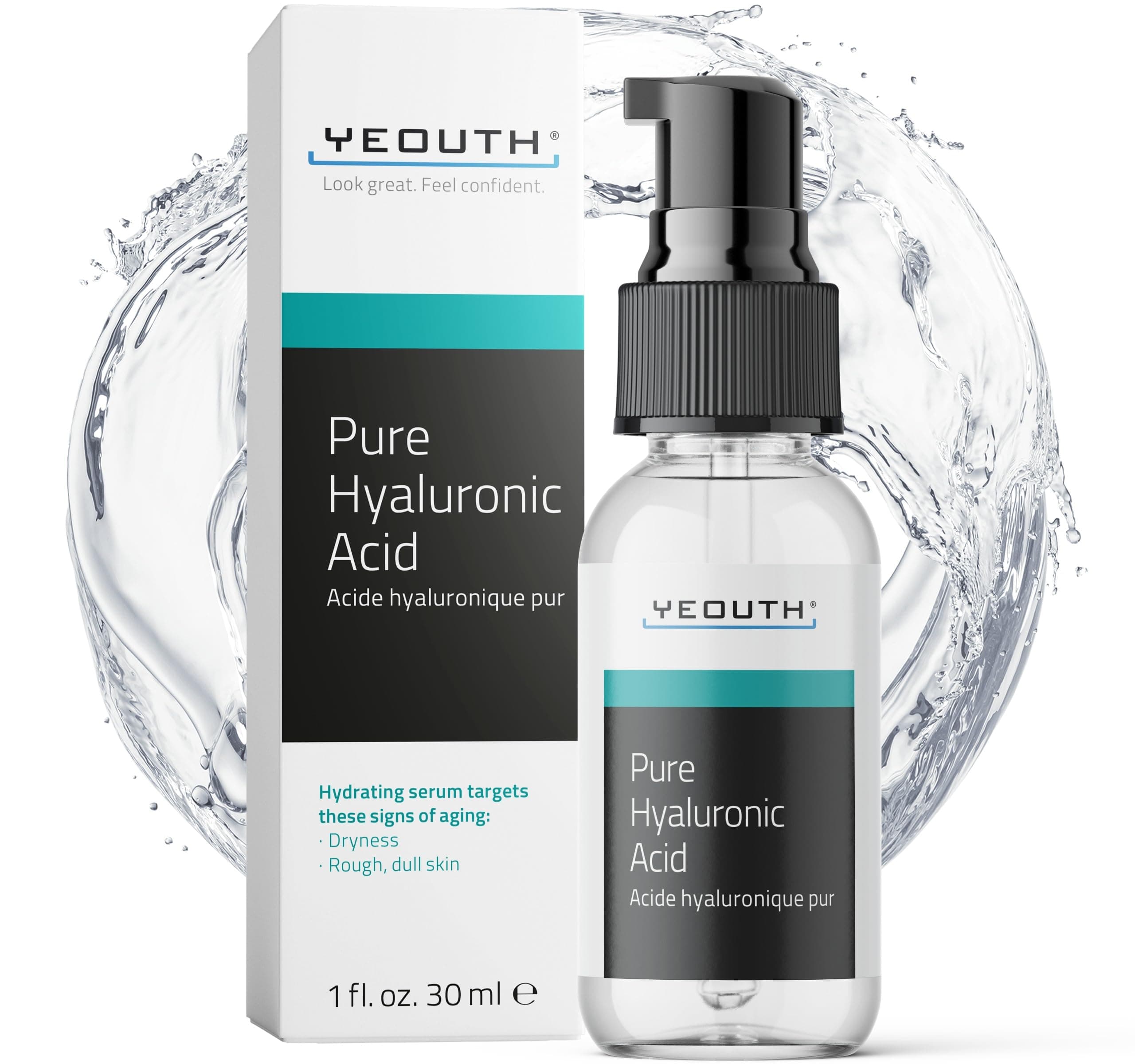 YEOUTH Pure Hyaluronic Acid Serum for Face 99% for Dry & Dull Skin, Hydrating Hyaluronic Face Serum for Women & Men, For All Skin Types 30ml