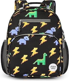mibasies Kids Backpack Boys: Boys Backpack 5-8 - Kindergarten Elementary School Backpack for Boys - Dinosaurs Backpack for Boys Black