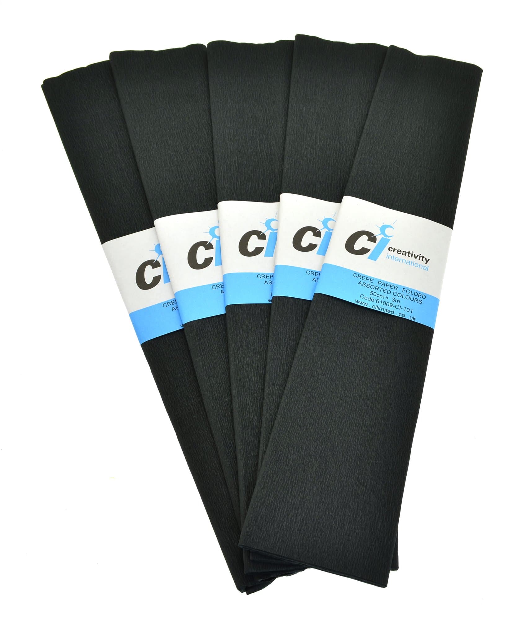 CI 10 Sheets Super Value Crepe Paper, Black, Each Sheet Measures 50cm x 3m