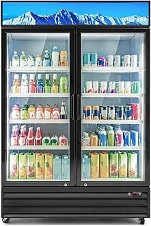 Wilprep Commercial Display Refrigerator, 33.5 cu ft 2 Glass Door Merchandiser Refrigerator with LED Lights, 44.5 in Upright Beverage Cooler for Restaurants Retail Stores, ETL & ETL Sanitation Listed