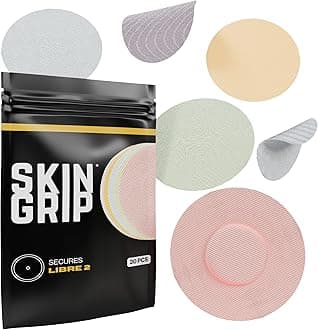 Skin Grip CGM Patches for Freestyle Libre (20-Pack), Waterproof & Sweatproof for 10-14 Days, Pre-Cut Adhesive Tape, Continuous Glucose Monitor Protection (Pastel Pack)