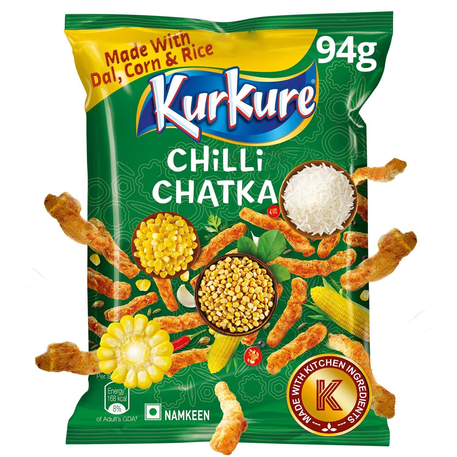 Kurkure Namkeen Chilli Chatka Pouch 90g