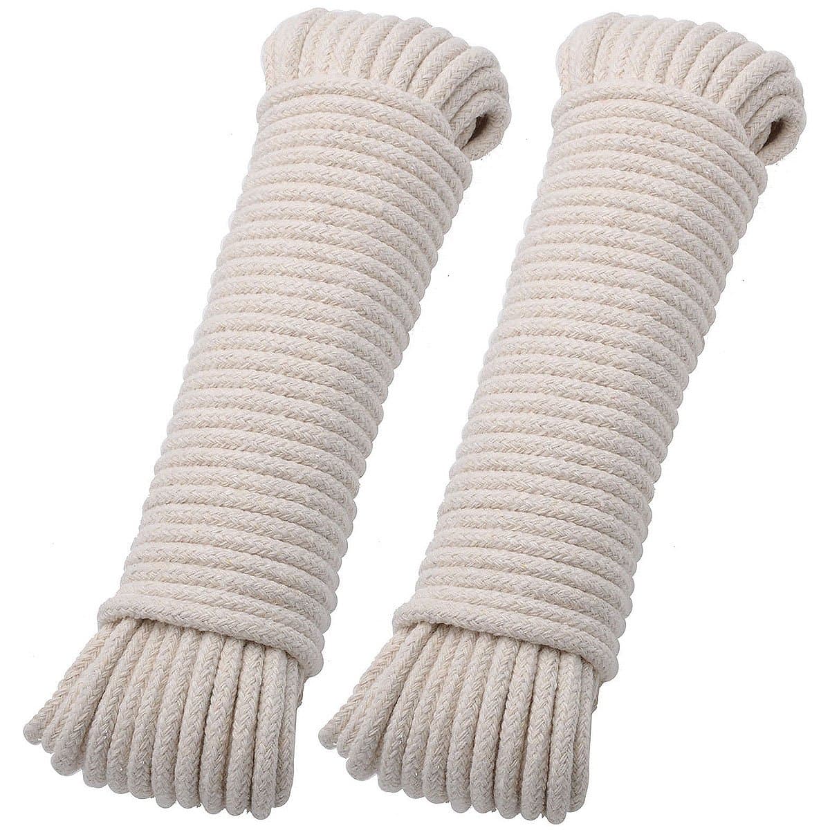 2X UNIS 50 feet Premium Quality Multi Purpose Cotton Rope 3/16 Inch Thick