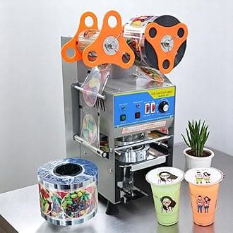 GRACE Commercial Electric Full/Semi Automatic Cup Sealing Machine Bubble Tea Cup Covering Machine 350W 300-500 cups per hour