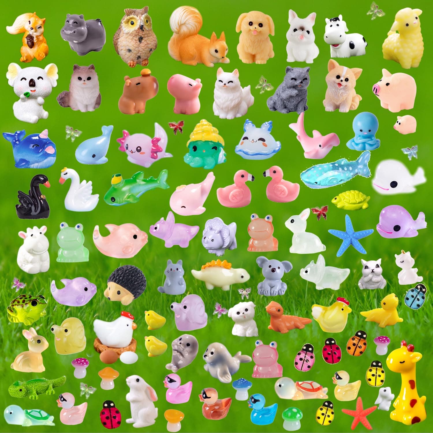 150 Pcs Mini Resin Animals Miniature Animal Figurines Small Tiny Animal Figures Bulk for Fairy Garden Décor Micro Landscape Ornaments Dollhouse Craft Accessories