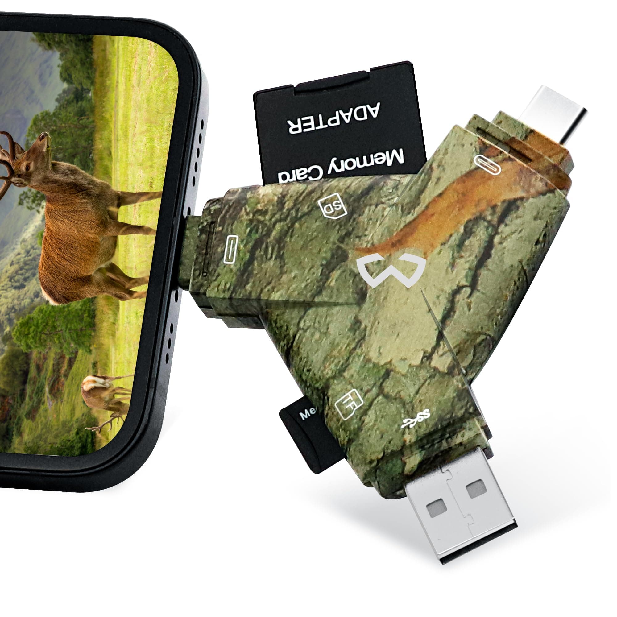 Trail Camera Viewer, Plug & Play for Hunters to View Photos and Videos, Compatible with Lightning, Type-C, Micro USB and USB, Perfect Deer Hunting Accessories