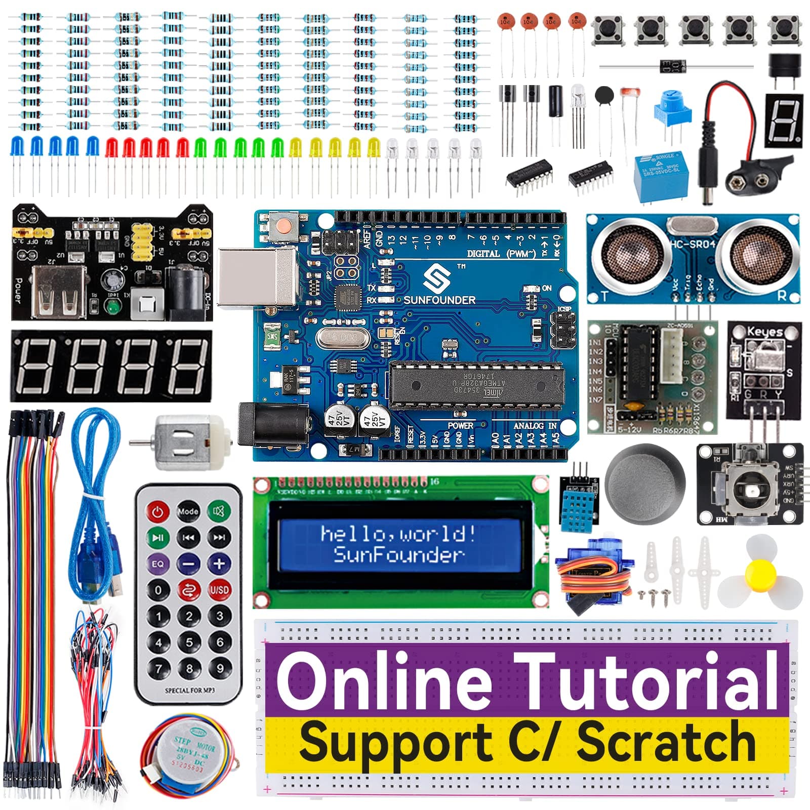 Project Complete Starter kit Compatible with Arduino UNO R3 Arduino IDE/Scratch Coding with 42 Detailed Online Tutorials
