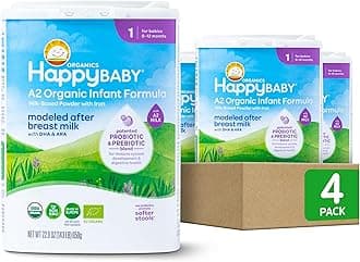 Organics Stage 1 A2 Infant Formula, 0 12 Months, Milk Based Organic Baby Formula Powder with A2 Milk, Probiotics & Prebiotics for Immune & Digestive Support, 22.9 Ounce (Pack of 4)