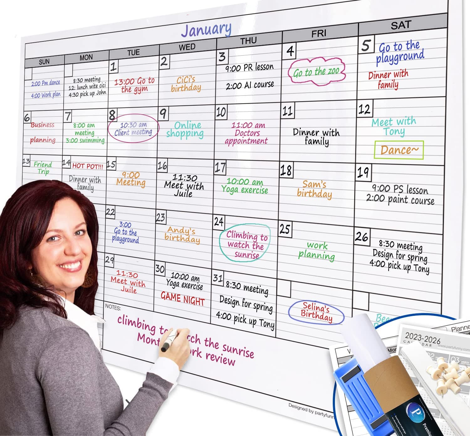 Dry Erase Monthly Extra Large White Board Calendar for Wall, 38" by 50", Jumbo Laminated Erasable One Month Whiteboard Calendar, Huge Oversized Blank 30-Day Poster with Lines and Squares