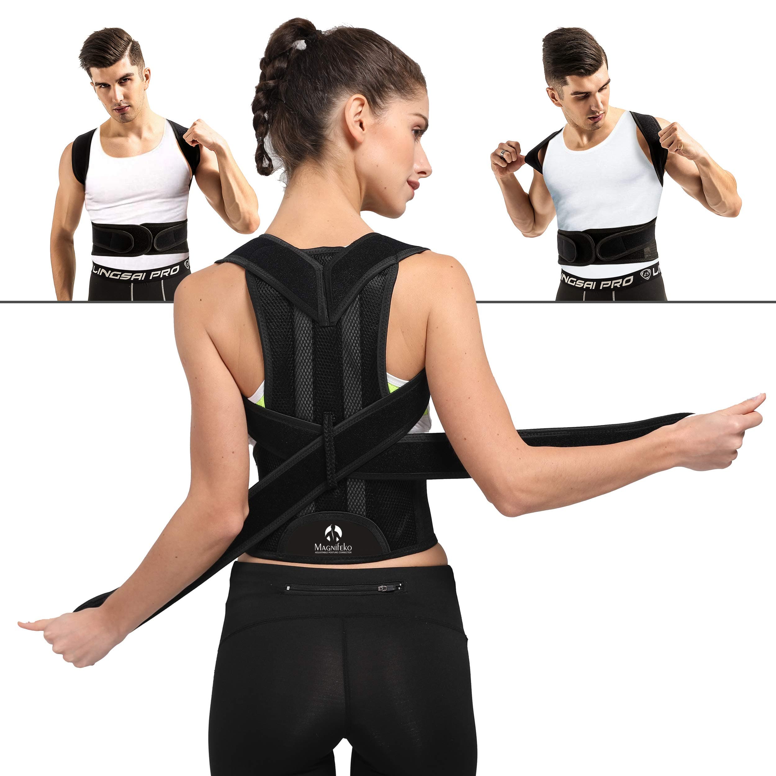 Comfortable Back Brace Posture Corrector for Men and Women Adjustable Support Brace Provides Lumbar Support XL