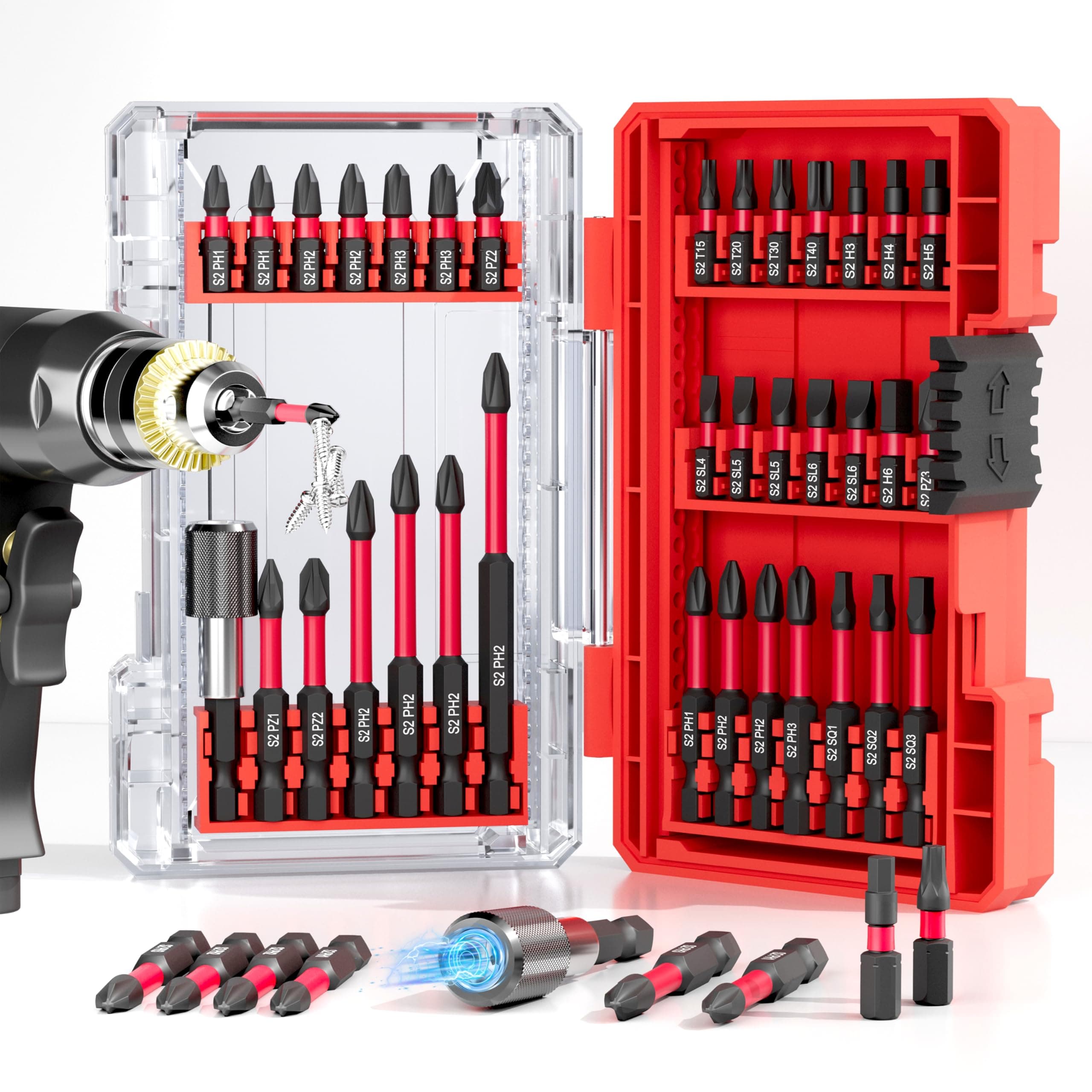 35Pcs Screwdriver Bit Set S2 Steel – Impact Driver and Drill Kit for Power Tools with Storage Case