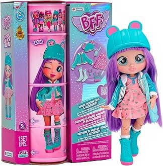 BFF Cry Babies S2 Lala Collectible fashion Doll with long Hair, fabric Clothes & 9 Accessories - Toy Gift for Girls and Boys +5 Years