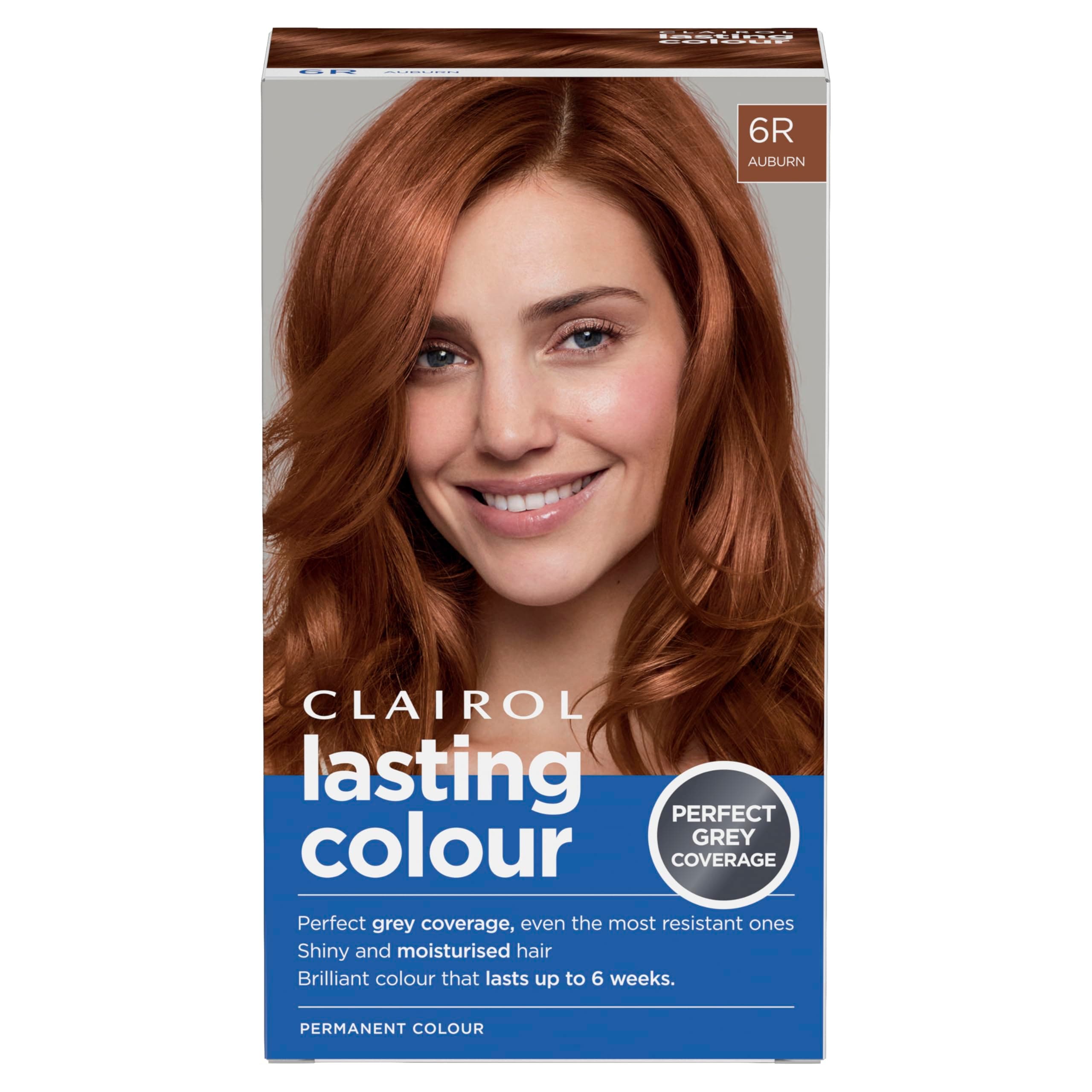Clairol Lasting Colour Permanent Hair Dye | Ideal Grey Coverage | Shiny and Moisturised Hair | 6R Auburn