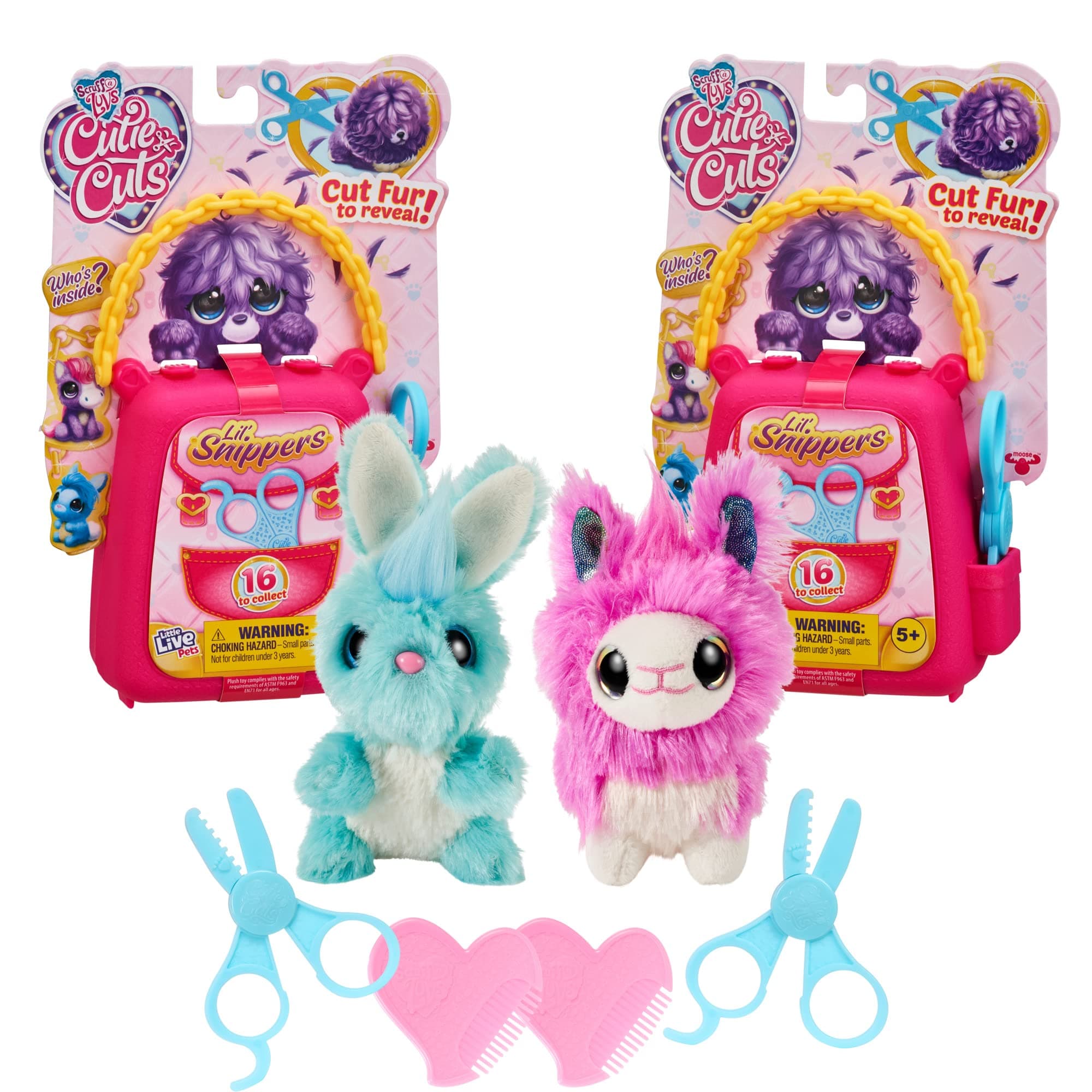 Little Live Pets | Scruff-a-Luvs | Cutie Cuts Lil Snippers Twin Pack | Cut fur, reveal, groom & love plush rescue pet, 30159