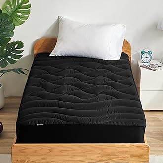 SLEEP ZONE Twin XL Cooling Mattress Topper for College Dorm, Premium Zoned Cool Mattress Pad Cover, Padded Mattress Protector Breathable Washable, Deep Pocket 8-21" (Black, Twin XL)
