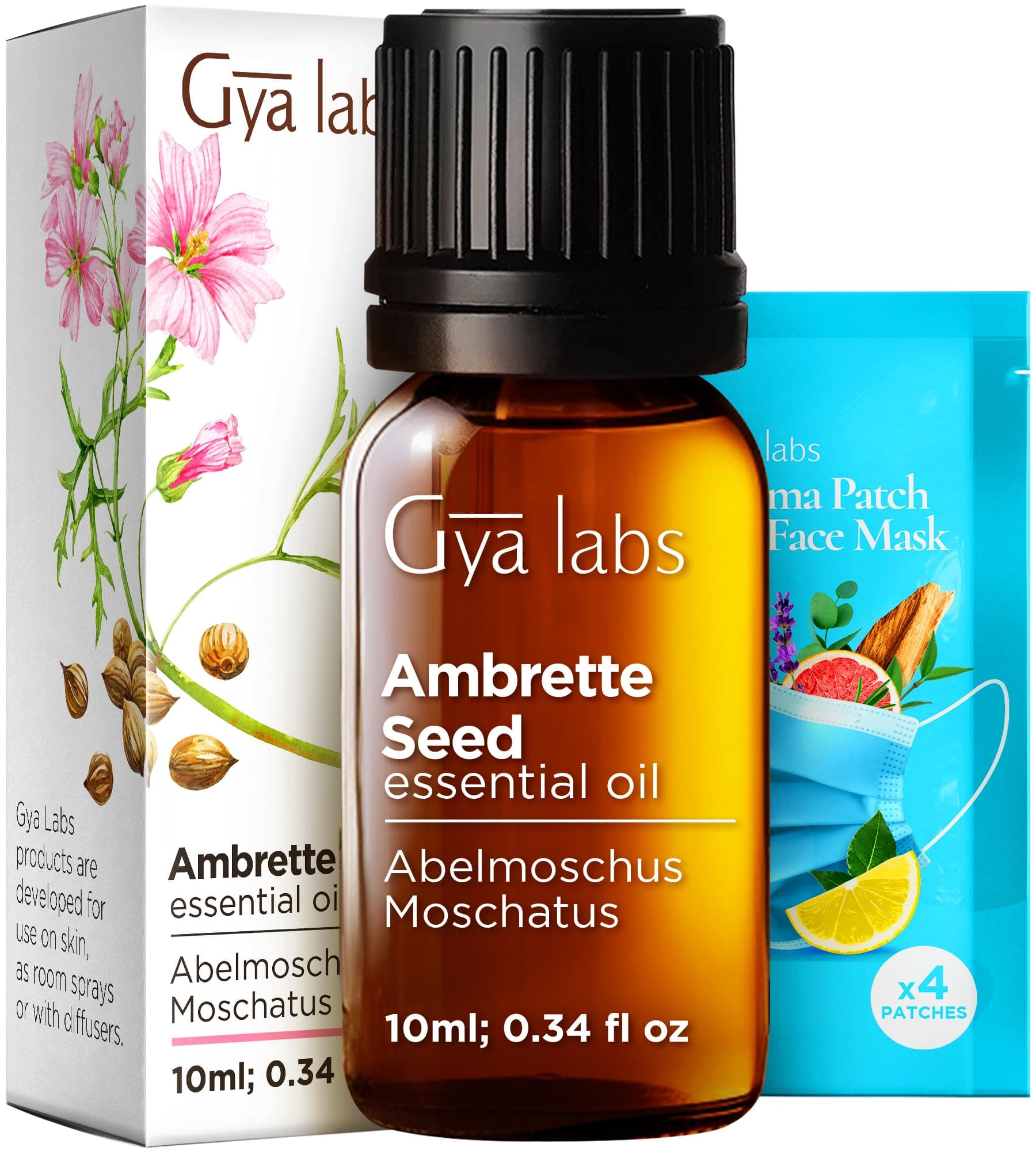 Gya Labs Ambrette Seed Essential Oil - 0.34 Fl Oz - for Hair, Skin, Diffuser, Aromatherapy & DIY Candle Making Scent