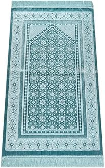 ihvan online, Soft Plush Lux Velvet Muslim Prayer Rug | Janamaz | Sajadah | Soft Islamic Prayer Rug | Islamic Gifts | Prayer Carpet Mat, Elegant, Color: Blue