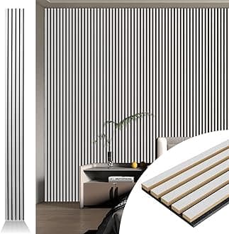 Art3d 4pcs-107 x 8in Slat Acoustic Panel for Wall and Ceiling, 3D Fluted Sound Absorbing Panel with Wood Finish, Silver