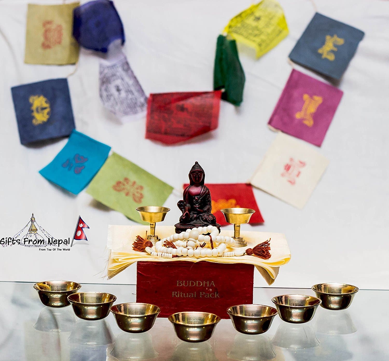 Gifts From Nepal Statue Beads Mala Offering Cup Box Prayer Flags Tibetan Ritual Buddha - Ritual Buddha Box - Khadga, Prayer Flag, Asta Mangala, Rosary and Other Items