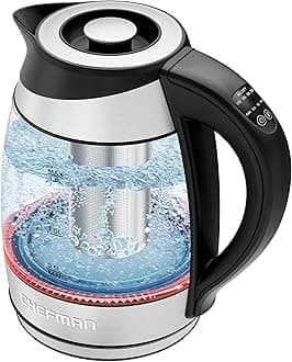 Electric Kettle with Temperature Control, 5 Presets LED Indicator Lights, Removable Tea Infuser, Glass Tea Kettle & Hot Water Boiler, 360° Swivel Base, BPA Free, Stainless Steel, 1.8 Liters