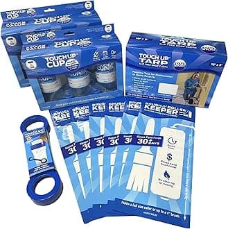 Touch Up Cup Painting Kit - Includes 6 Paint Storage Containers, 1 Painters Tarp, 1 Paint Roller Cleaner Tool, 6 Brush 'n Roller Keepers, As Seen On Shark Tank Products
