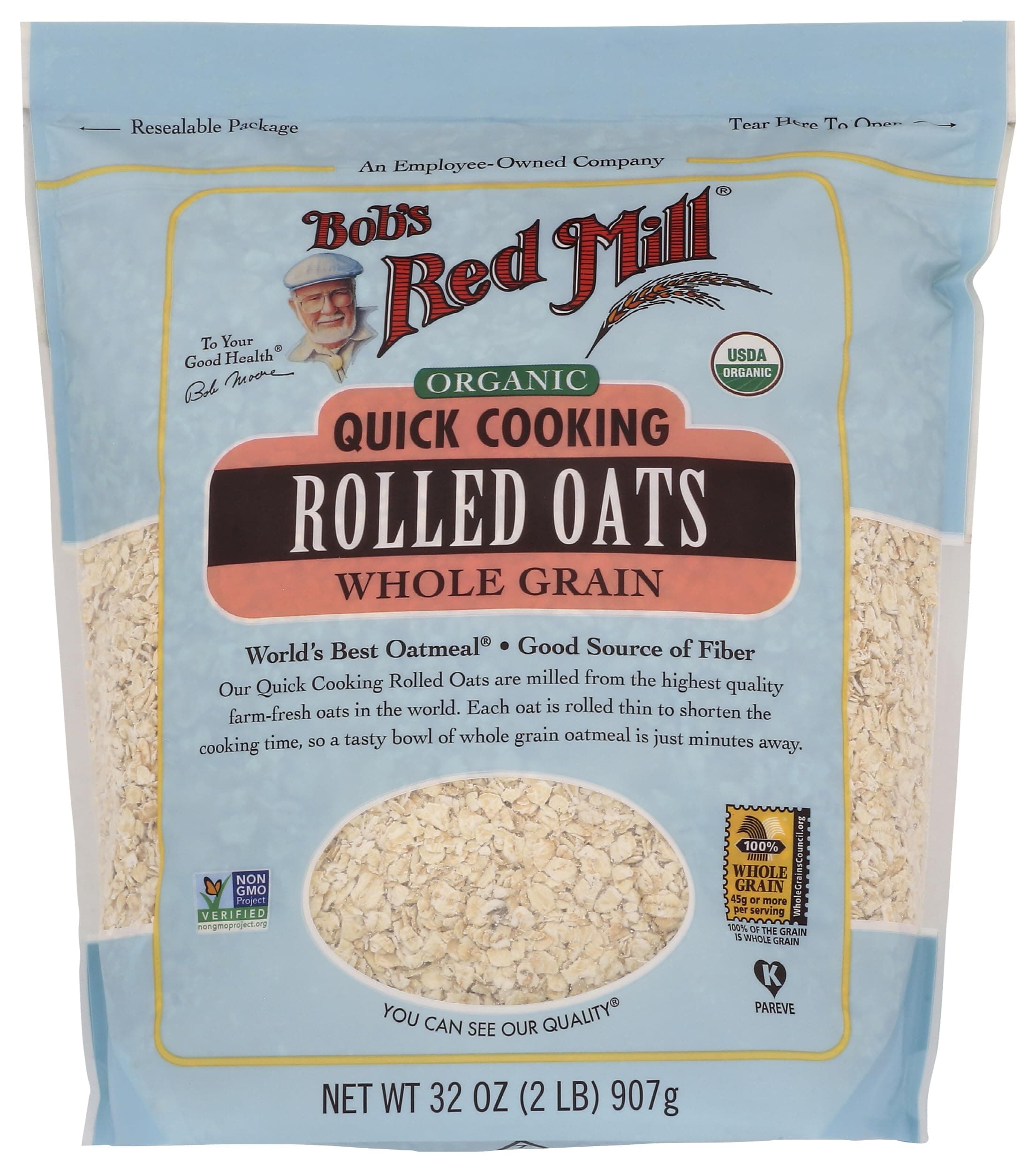 Bob's Red Mill, Organic, Quick Cooking Rolled Oats, Whole Grain, 32 oz (907 g)