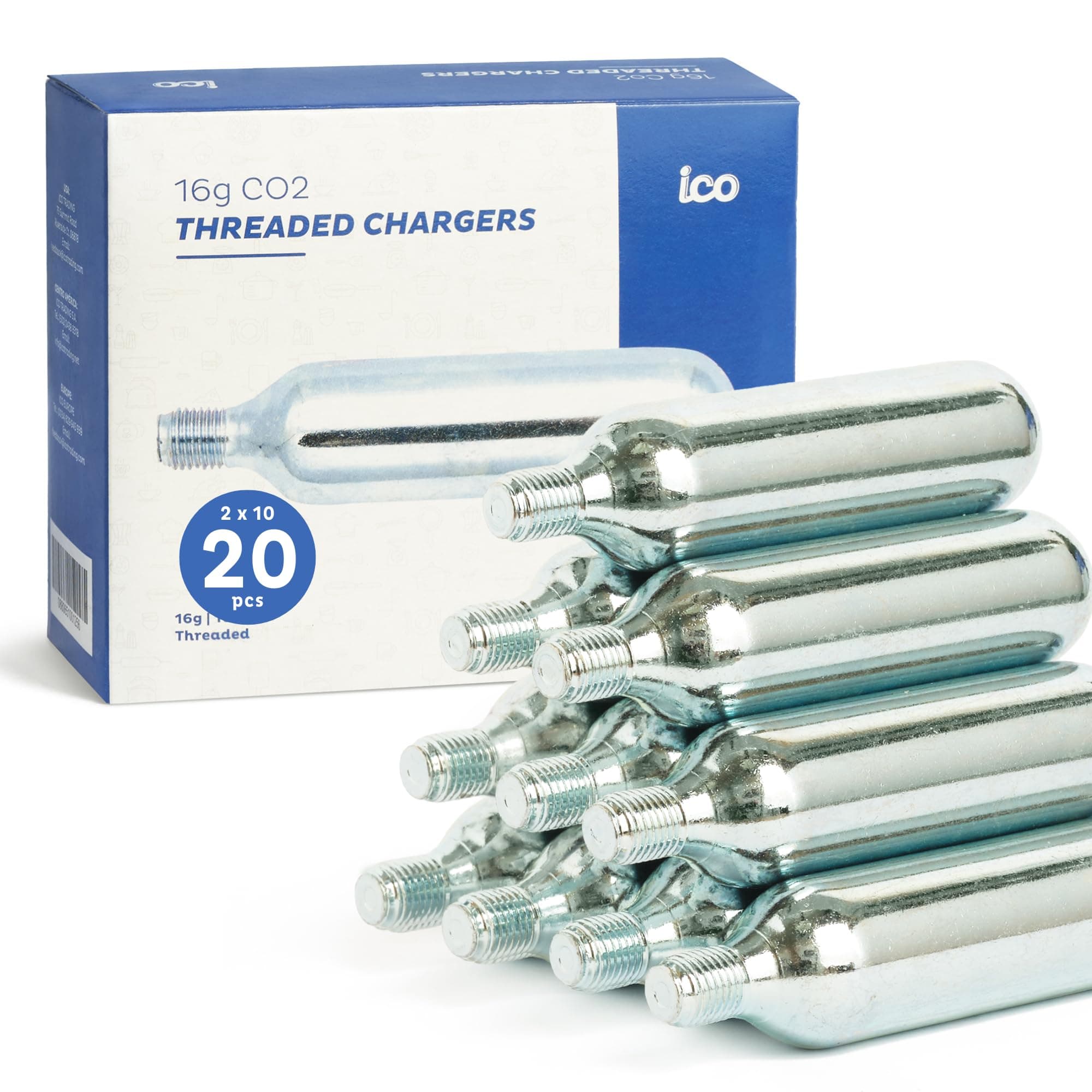 CO2, 16g / 25g Threaded CO2 Cartridges, CO2 Cartridges for Use with CO2 Bike Tire Inflator, C02 Cartridges for MTB & Road Bikes, Food Grade CO2 Cartridges