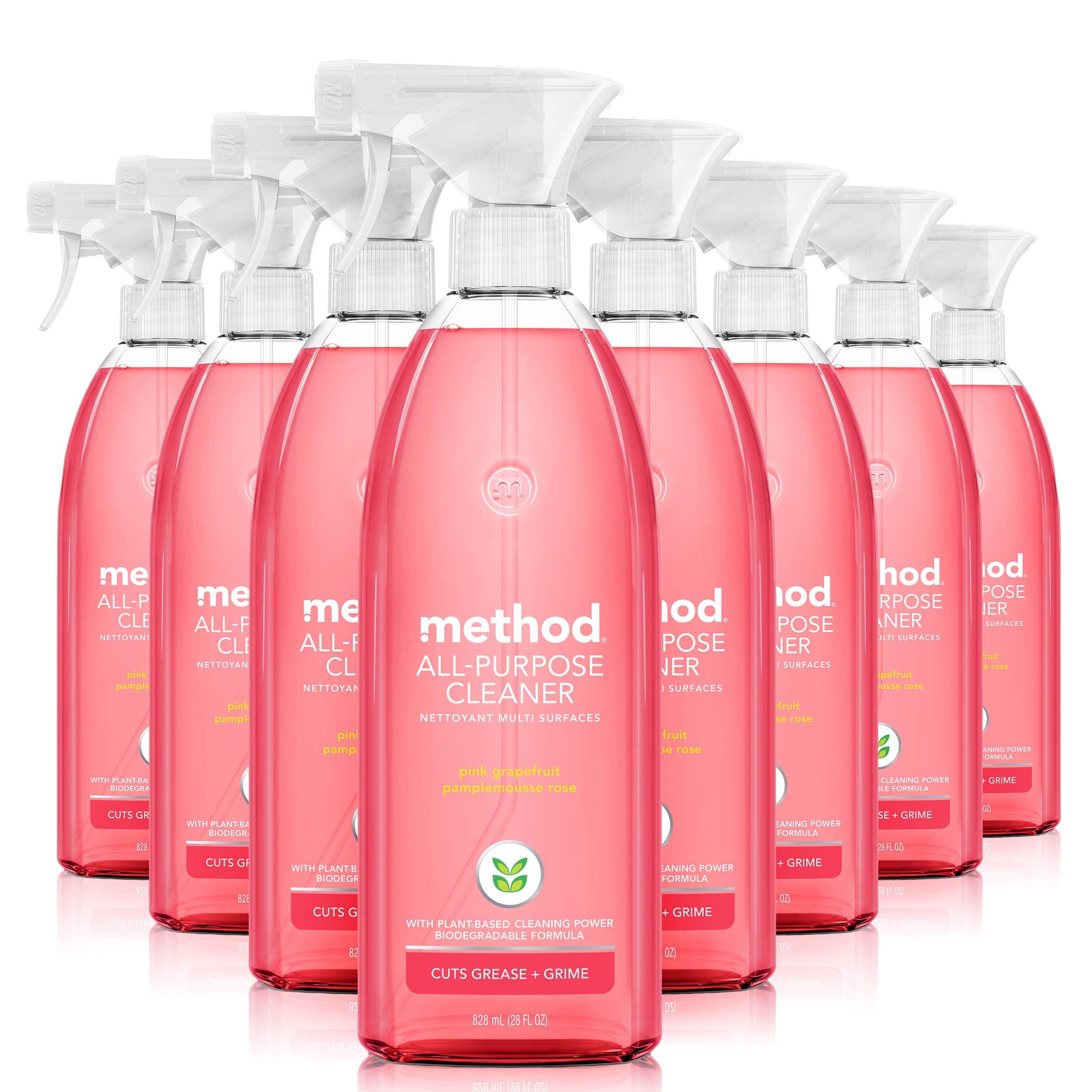 Method All-Purpose Cleaner Spray, Pink Grapefruit, Perfect for Most Counters, Tiles, Stone, and More, 28 oz Spray Bottles, (Pack of 8)