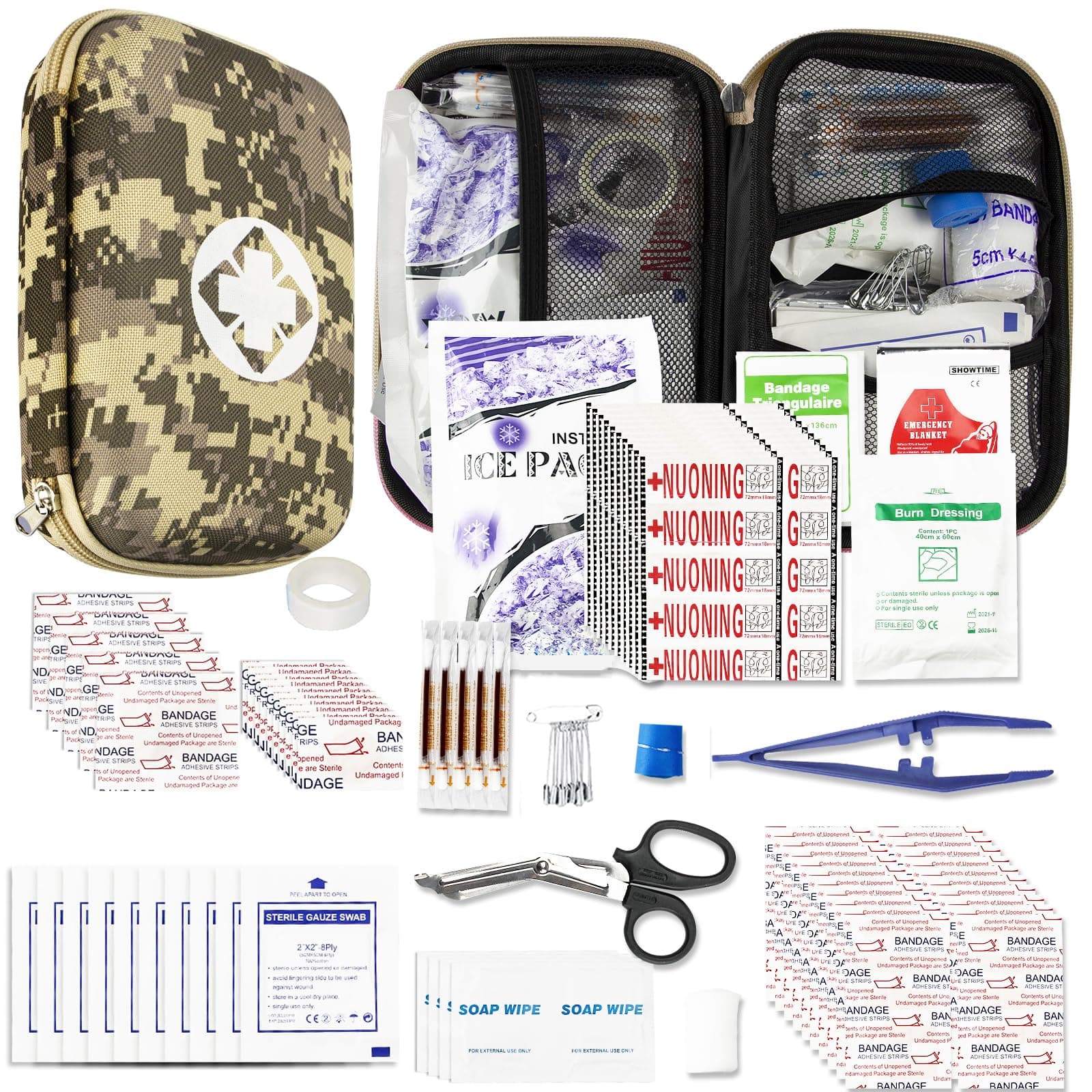 276Pcs Business First Aid Emergency Industrial First Aid Kits Basic Refill Supplies for Workplace Business Camouflage