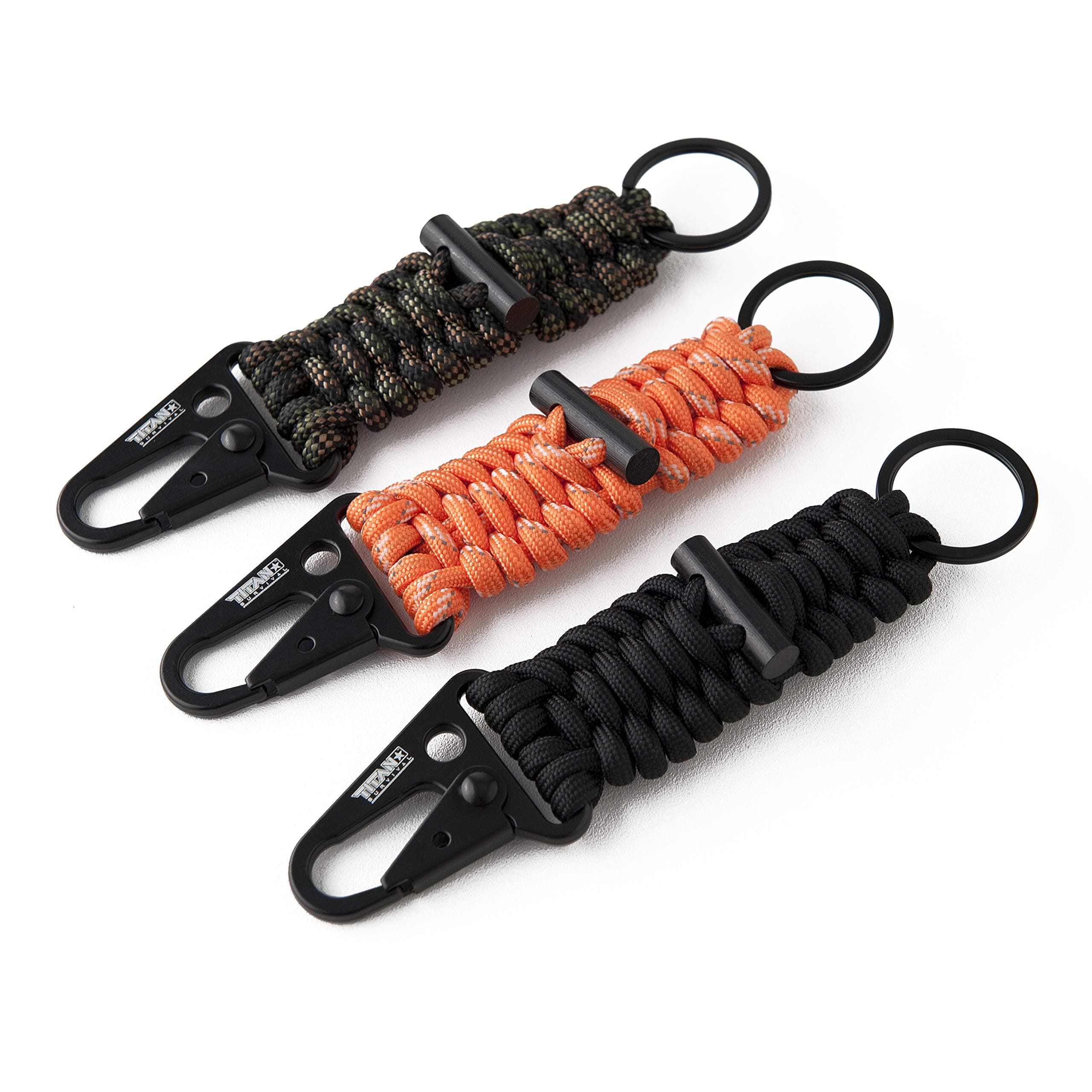 TITAN Survival's 3-PACK of 6” Tactical Paracord Keychains - Made with SurvivorCord