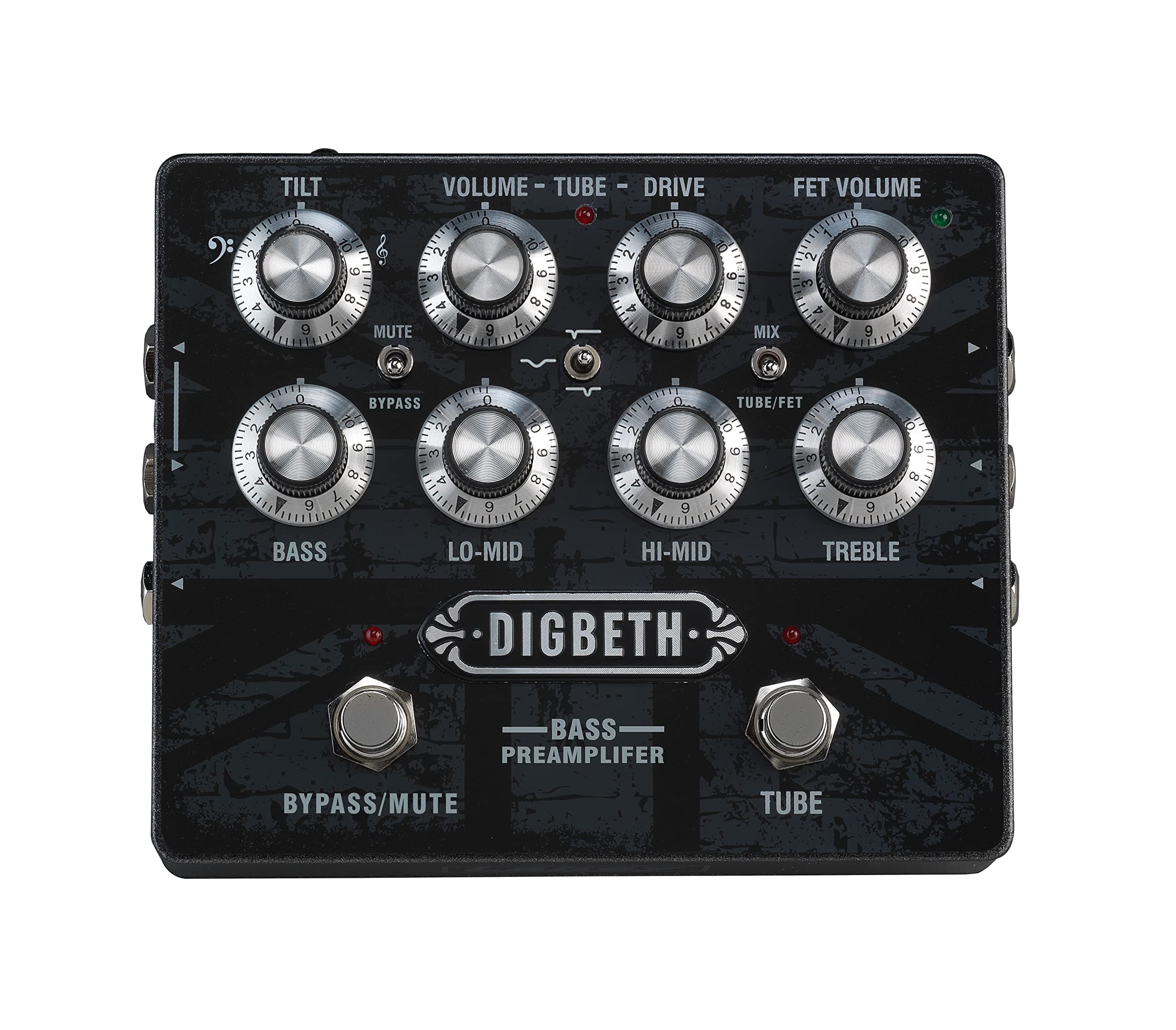 Digbeth DB Bass Guitar Pre Amplifier Pedal, Black