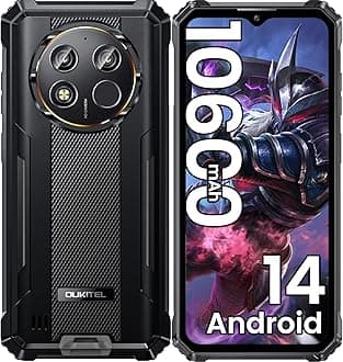 OUKITEL WP28E Rugged Smartphone Android 14-10600mAh Mobile Phones, 16GB + 64GB/1TB, 6.52" Display Rugged Phone with 13MP Camera, IP68/IP69K Waterproof Phone, 4G Dual SIM/NFC/OTG/GPS/Face ID -Black