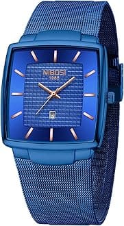NIBOSI Men Watches Analog Quartz Square Military Waterproof Sport Business Wrist Watch for Men with Stainless Steel Mesh Strap Date Calendar