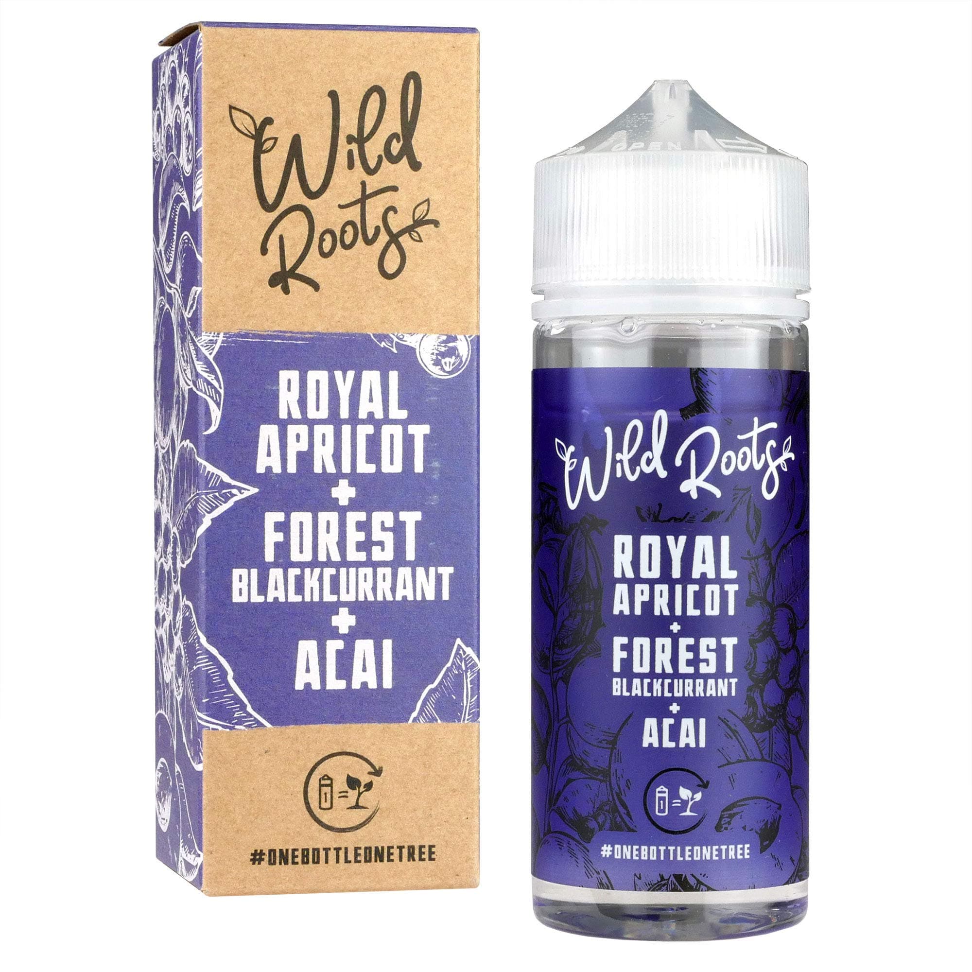 Wild Roots100ml Vape Juice | 70/30 Short Fill | Vape E Liquid for All E Cigarettes | Premium Flavours | Royal Apricot + Forest Blackcurrant + Acai | No Nicotine