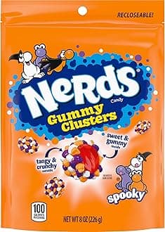 Spooky Gummy Clusters, Halloween Candy, Nerds Gummy Candies, 8 Ounce Treat Resealable Pouch