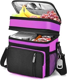 Lunch Box & Lunch Bag for Women, Large Insulated Adult Lunch Box, Leakproof Cooler Lunchbox with Bottle Opener for Work Picnic Beach, 16L, Purple
