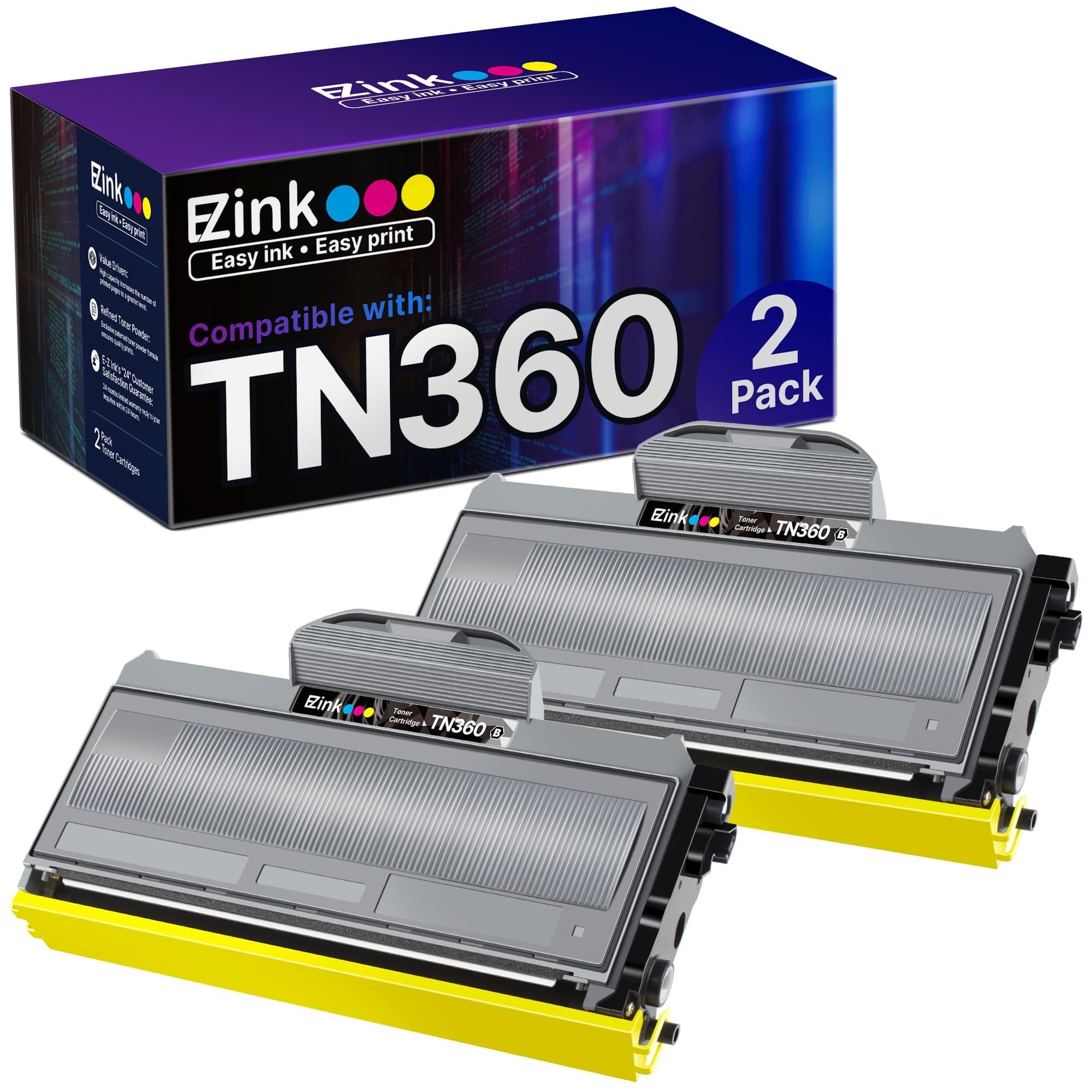 E-Z Ink(TM) Compatible Toner Cartridge Replacement for Brother TN330 TN360 TN-330 TN-360 High Yield Compatible with DCP-7040 DCP-7030 MFC-7840W HL-2140 MFC-7340 MFC-7440N HL-2170W HL-2150N (2 Black)