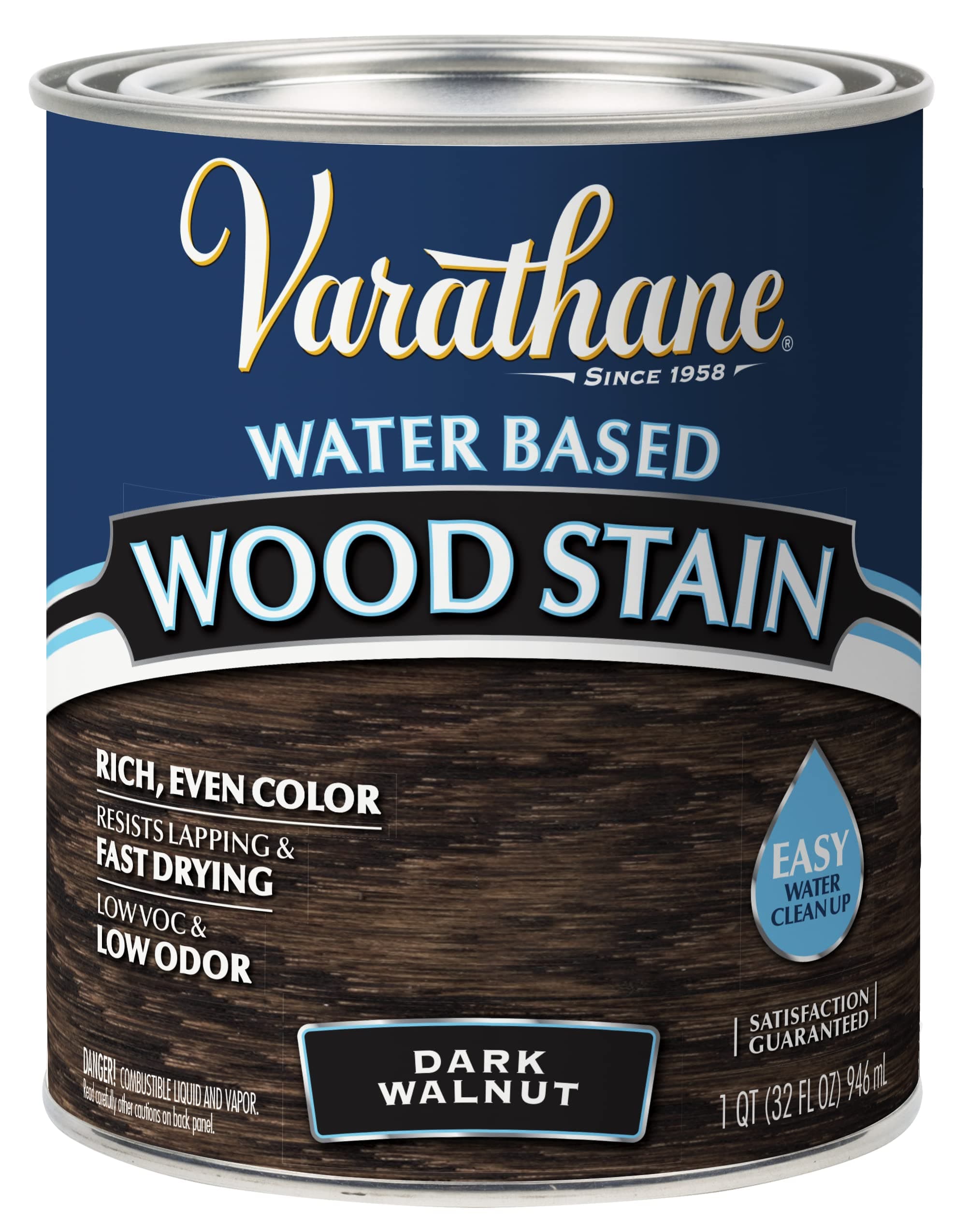 381119 Water Based Wood Stain, Quart, Dark Walnut