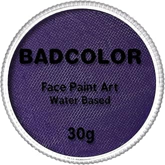 Purple Face Body Paint(30gm), Water Activated Non Toxic Face Painting Kit for Children & Adults Party, Washable SFX Makeup Kit for Halloween Ursula Widowmaker Dark Fairy Costume Cosplay