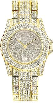 Unisex Luxury Diamond Watch Fashion Large dial Roman Numerals with Calendar Watch