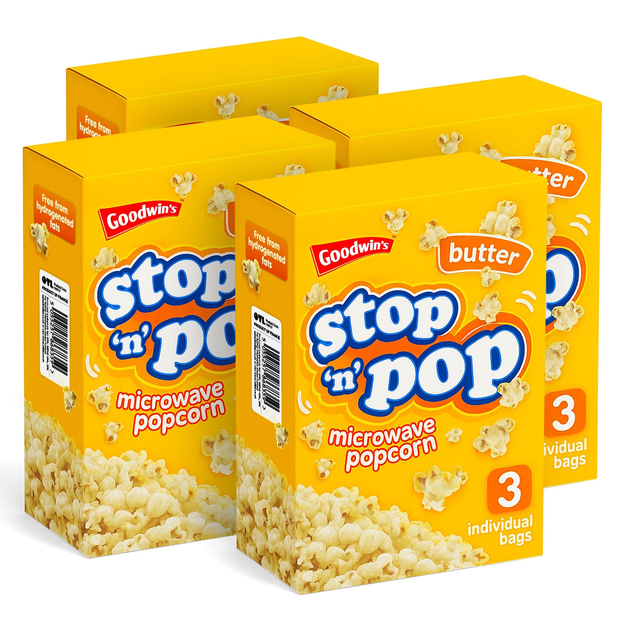 SOL 12pk x 85g Stop 'n' Pop Microwave Popcorn, Butter Flavoured Pop Corn Kernels, Ready in Minutes Tasty Snack for Family Movie Nights, Easy to Prepare, Ideal for Sharing Fun Moments at Home