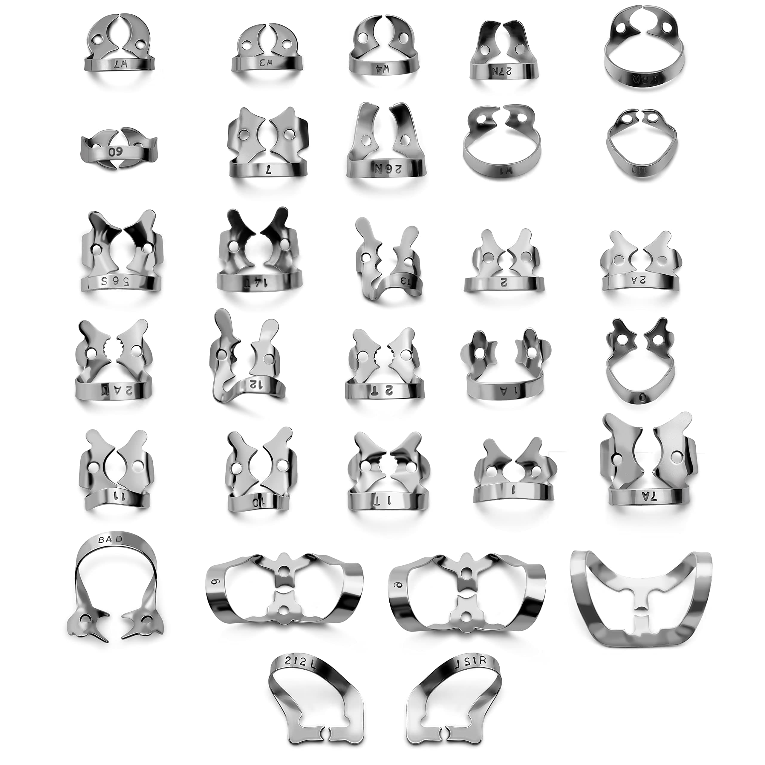 SURGICAL ONLINE Premium Endodontic Rubber Dam Clamp Kit Different Kinds, Dental Procedure Tools, Stainless Steel, Professional Dental Supplies, Multipack Dental Clamps - 30 Pcs
