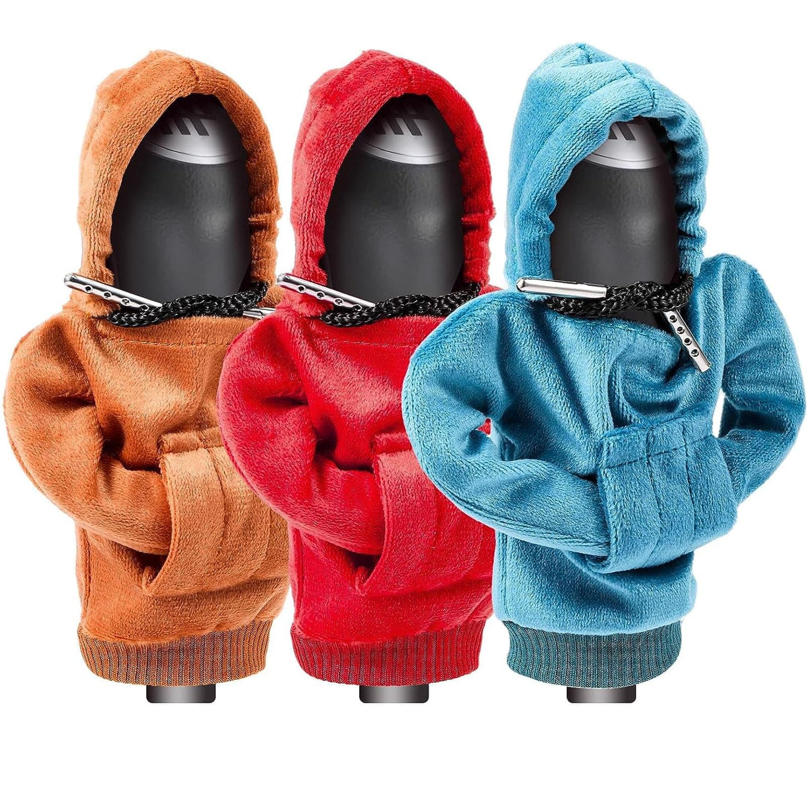 ZHSMS Gear Shift Cover, Universal Shift Knob Cover, Funny Sweater Hoodie for Gearshift, 4.7 Inch Car Shifter Stick Protector Decoration(3 Pack,Red/Yellow/Blue)