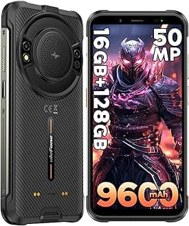 Ulefone Power Armor 16S Rugged Phone, 9600mAh Battery, 122dB Loudest Speaker, 16GB+128GB 50MP Rear Camera Rugged Smartphone, 5.93" Android 13, Built-in Glare Flashlight, NFC Dual SIM 4G Phone-Black
