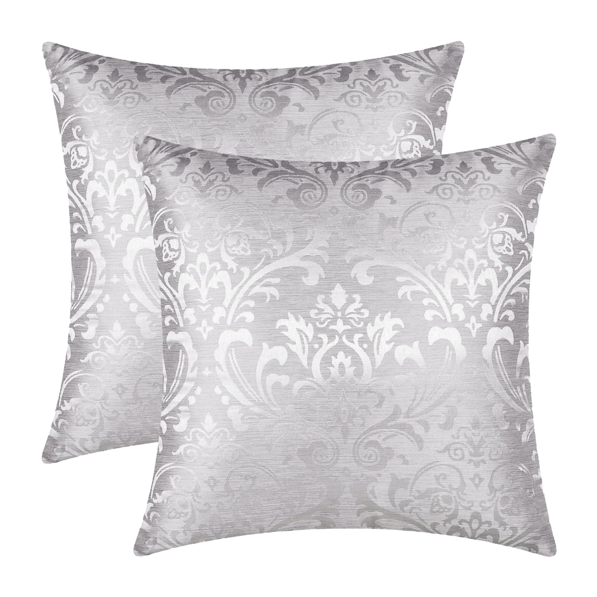 CaliTime Cushion Covers Pack of 2 Throw Pillow Covers Cases for Couch Sofa Home Decoration Vintage Damask Floral Shining & Dull Contrast 45cm x 45cm Silver Gray