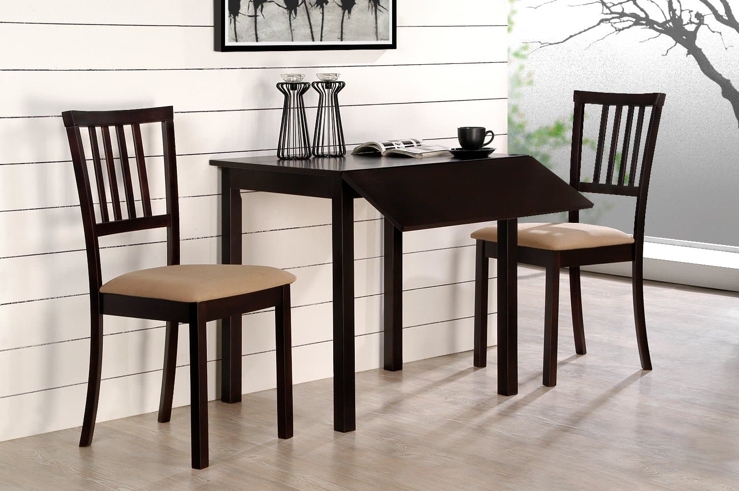 Dropleaf Dining Table and Chairs - Jackson 3pc Dinette Set Cappuccino