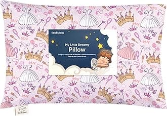 Toddler Pillow with Pillowcase - 13x18 My Little Dreamy Kids Travel Bed Pillows for Sleeping, Organic Cotton Small Pillowcase, Soft & Breathable, Machine Washable,Toddlers 2-5 years old(Dear Princess)