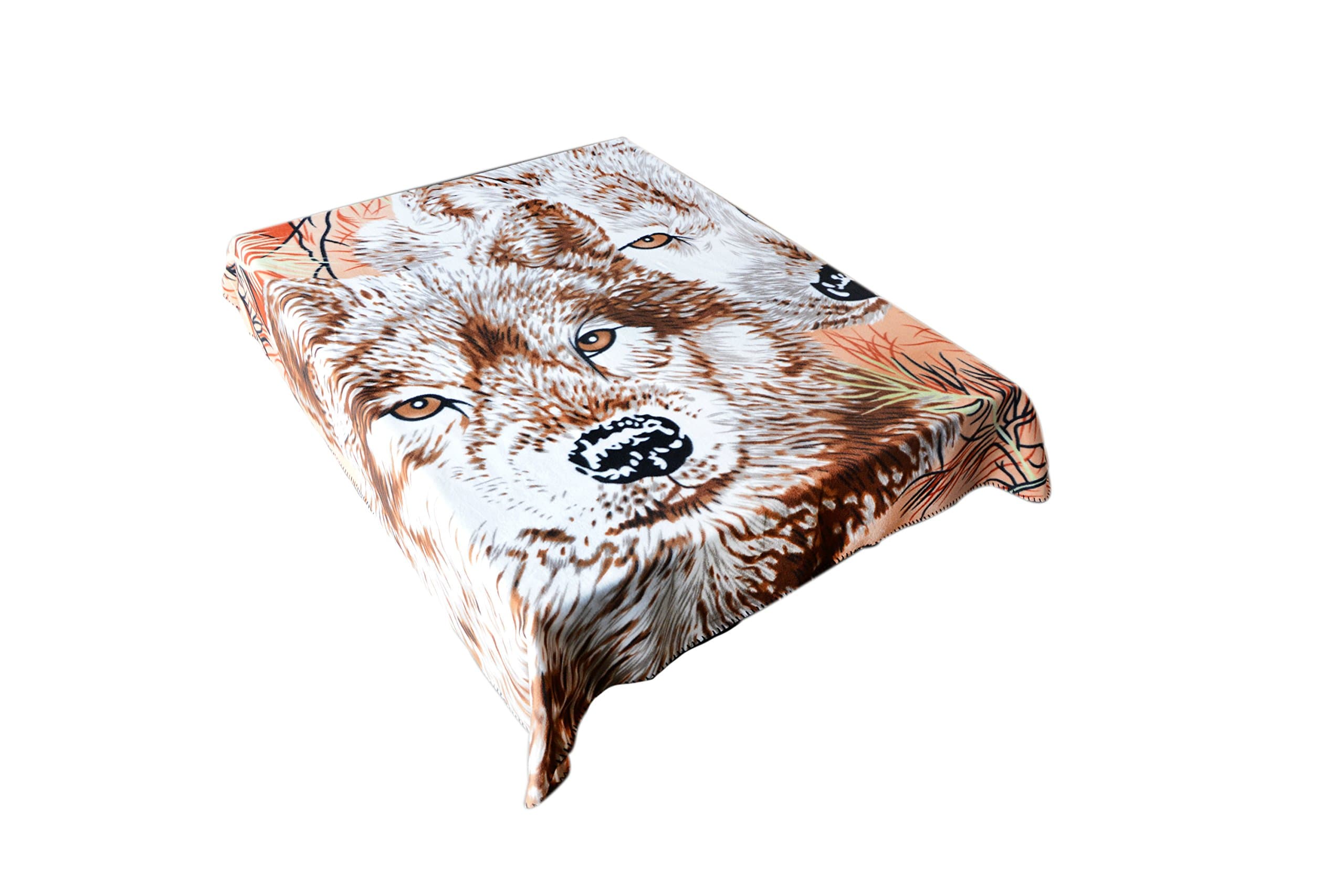 Ashburn Collection Comfy Polar Fleece Throw Blanket 60" X 70" - Bigger, Better, Softer - One Week (Brown Wolfs)